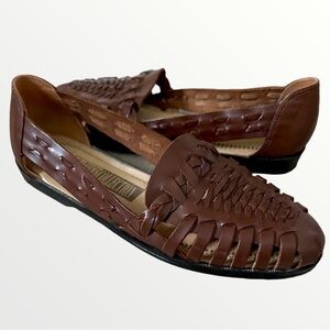 ‘New’ Vintage 1980s Leather Loafer Sandals The Leather Collection Women’s Size 7